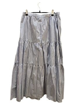 Banana Republic Blue and White Striped Tiered Maxi Skirt